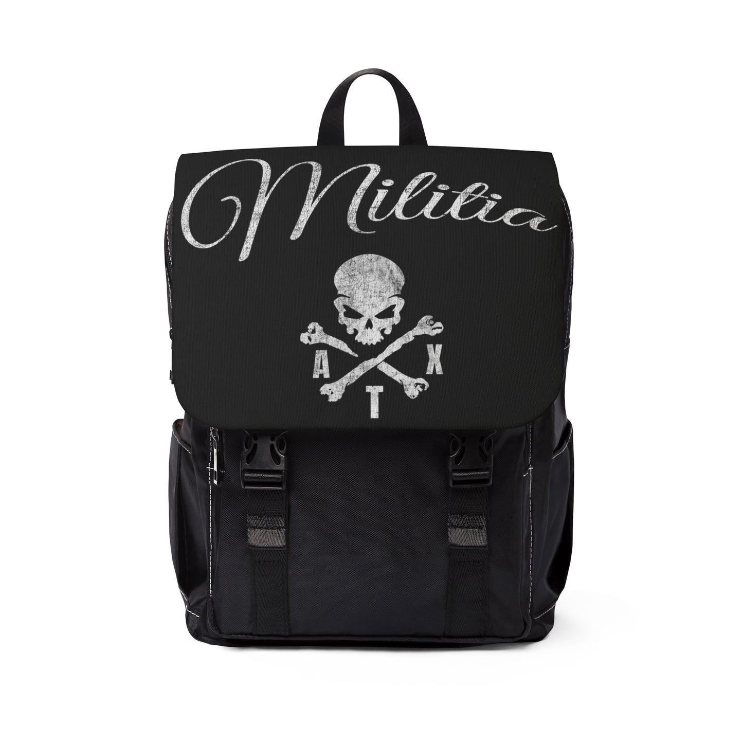Black staple skull backpack